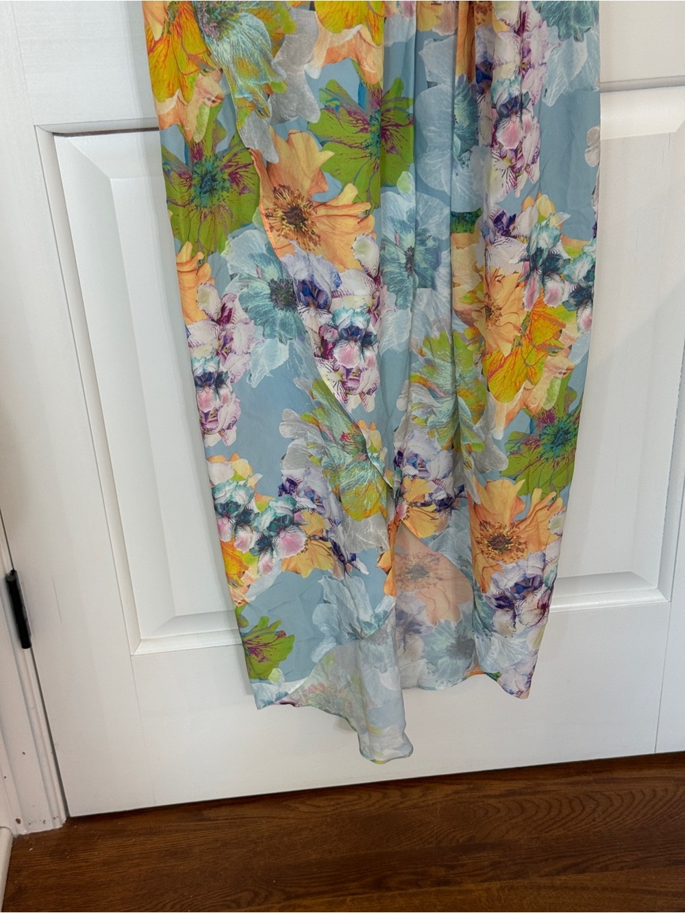 Amanda Uprichard Floral Chiffon Maxi Dress Pastel Blue Racerback 25775 - Picture 5 of 13